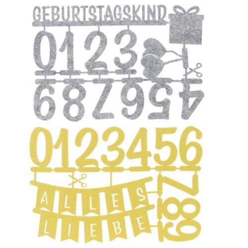 Tischdeko Geburtstag Kuchentopper Streudeko aus Filz Grün Grau 2St | Floristik21.de