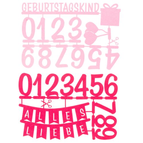 Tischdeko Geburtstag Kuchentopper Streudeko aus Filz Rosa Pink 2St | Floristik21.de