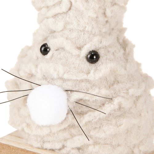 Artikel Deko-Osterhase Plüsch Beige & Weiß Holzsockel Osterdekoration 18cm 2er Set
