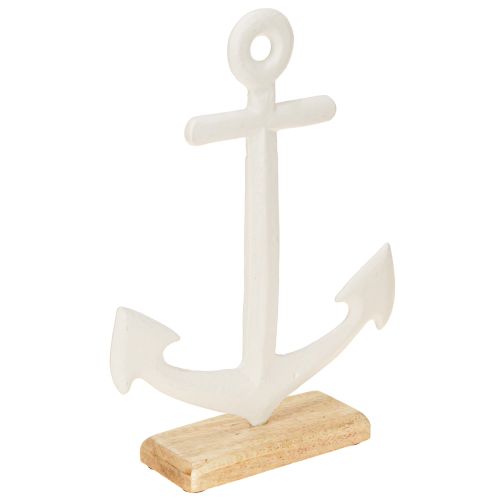 Floristik21 Tischdeko Maritim Anker auf Sockel, Weiß Natur, Stranddeko, 20x5x26cm