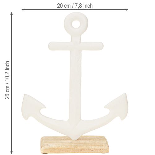 Artikel Tischdeko Maritim Anker auf Sockel, Weiß Natur, Stranddeko, 20x5x26cm