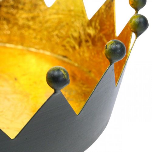 Tischdeko Weihnachten Krone Schwarz Gold Ø16,5cm H6cm