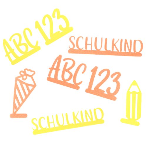 Floristik21 Tischdeko Einschulung Kuchentopper Streudeko aus Filz Gelb Orange 2St