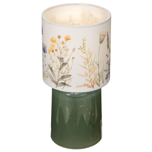 Artikel LED Tischlampe mit Blumenmuster, Glas- und Keramikdesign, 23cm, grün