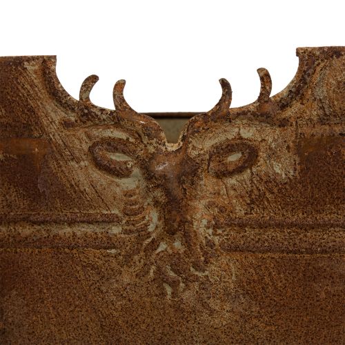 Metallschale oval mit Griffen und Hirsch-Motiv im Rost-Look 36cm | Floristik21.de