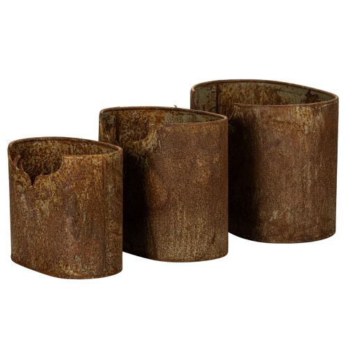 Pflanzgefäß Metall oval Rost Hirschmotiv 3er-Set 24cm | Floristik21.de