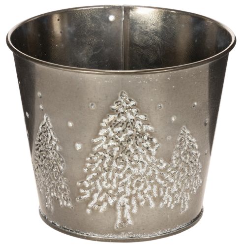 Metall Übertopf mit Tannenmotiv 13cm silber einkaufen | Floristik21.de