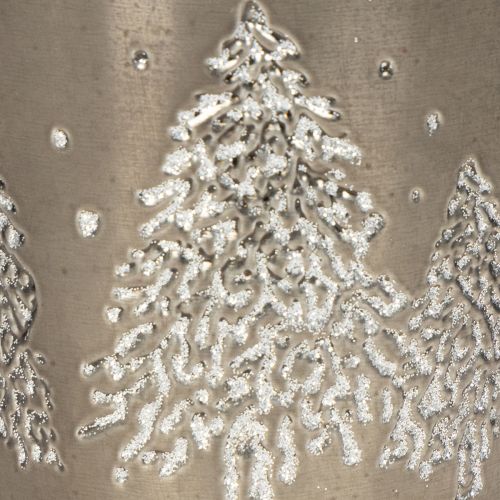 Metall Übertopf mit Tannenmotiv 13cm silber | Floristik21.de