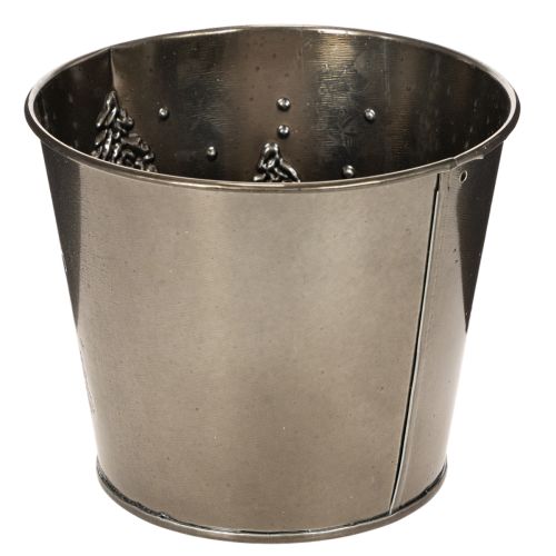 Metall Übertopf mit Tannenmotiv 13cm silber | Floristik21.de