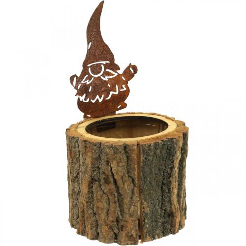 Floristik21 Blumentopf Holz Pflanzgefäß Holzoptik Rost Wichtel H24cm