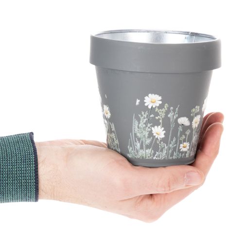 Artikel Blumentopf im 4er-Set mit Gänseblümchen-Motiv aus Metall 11 cm – Dekorativ und Robust