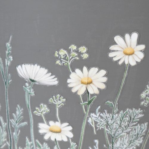 Artikel Grauer Blumentopf mit Blumenmuster aus Metall 13cm im 4er-Set