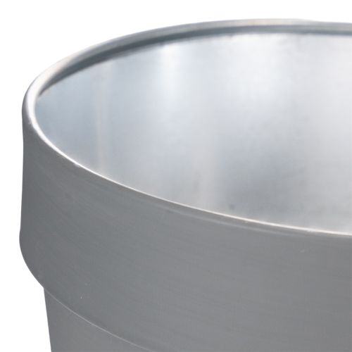 Artikel Grauer Blumentopf mit Blumenmuster aus Metall 13cm im 4er-Set