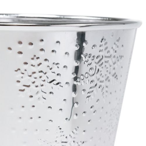 Floristik21 Topf mit Schneeflocken Ø12,5cm H10cm 4St