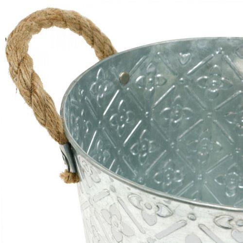 Floristik21 Dekotopf aus Metall, Pflanztopf mit Blumenmuster, Metallgefäß zum Bepflanzen Ø20,5cm