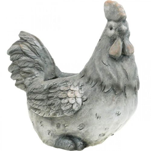 Floristik21 Huhn zum Bepflanzen, Osterdeko, Pflanztopf, Frühling, Dekohuhn Betonoptik H30cm