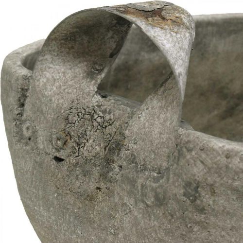 Floristik21 Beton-Schale Weiß Grau Braun mit Griffen Antik L28cm