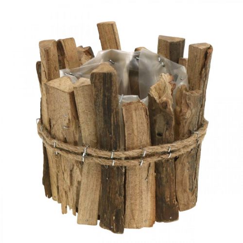 Floristik21 Blumentopf Holz Pflanzgefäß rustikal Natur H11,5cm Ø9cm