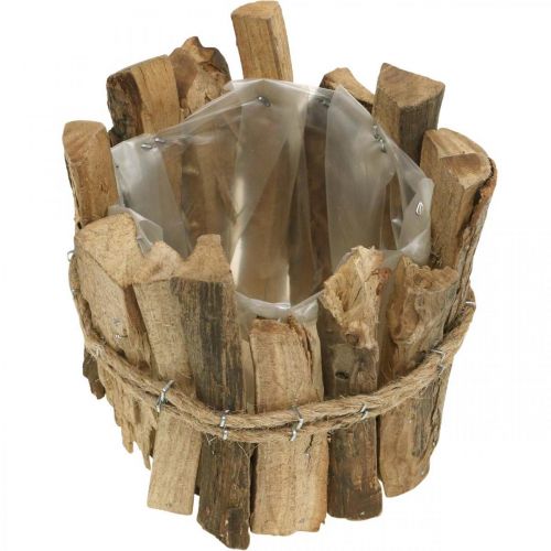 Floristik21 Blumentopf Holz Pflanzgefäß rustikal Natur H11,5cm Ø9cm