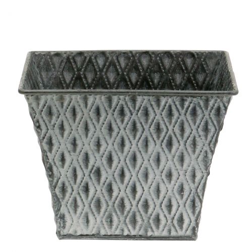 Zinktopf mit Rautenmuster H11,5cm