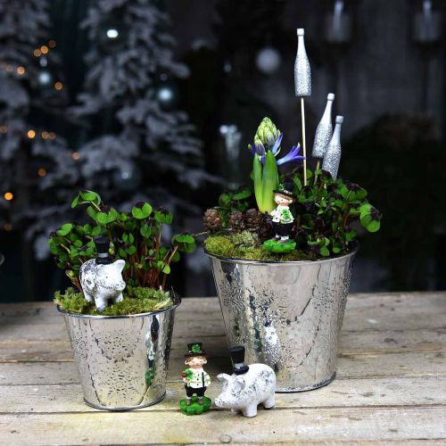 Floristik21 Topf mit Schneeflocken Ø12,5cm H10cm 4St