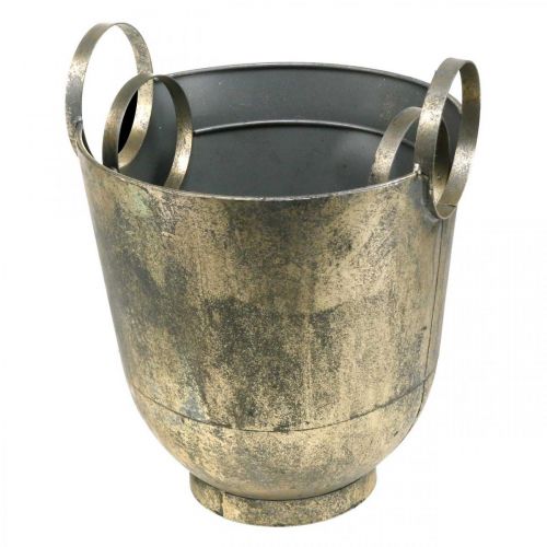 Pflanzkübel Antik mit Griffen Deko Topf Metall Ø31/25cm 2er-Set
