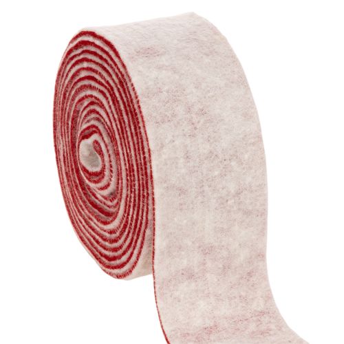 Topfband aus 100 % Wollfilz, 75 mm x 5 m, zweifarbig Weiß-Rot für Blumentöpfe und Dekoration