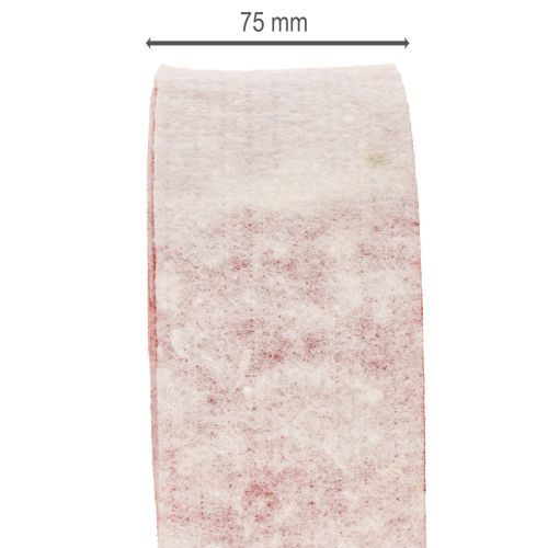 Topfband aus 100 % Wollfilz, 75 mm x 5 m, zweifarbig Weiß-Rot für Blumentöpfe und Dekoration | Floristik21.de