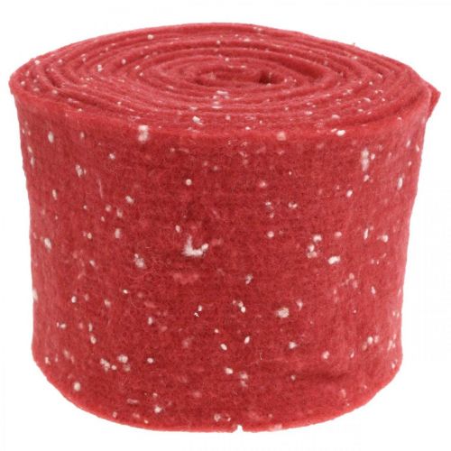 Floristik21 Filzband Rot mit Punkten, Dekoband, Topfband, Wollfilz Hellrot, Weiß 15cm 5m