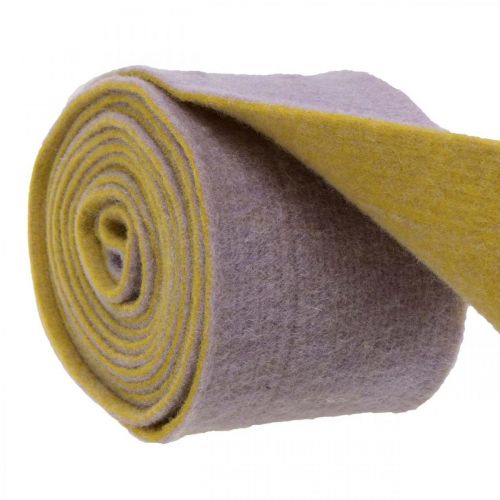 Filzband, Topfband, Wollband zweifarbig Senfgelb, Violett 15cm 5m