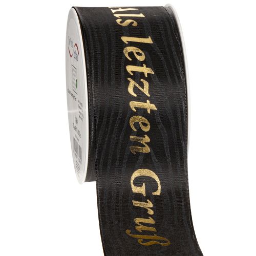 Gedenkschleife Schwarz mit Goldschrift Als letzten Gruß 20m für Trauerfloristik