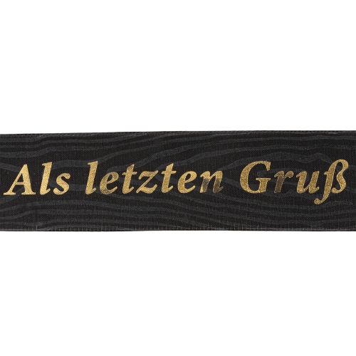 Artikel Gedenkschleife Schwarz mit Goldschrift Als letzten Gruß 20m für Trauerfloristik