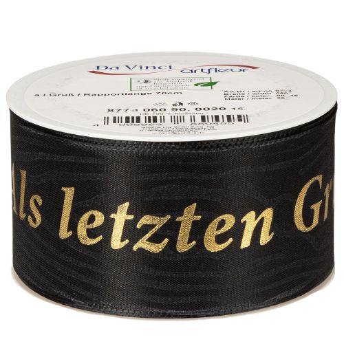 Artikel Gedenkschleife Schwarz mit Goldschrift Als letzten Gruß 20m für Trauerfloristik