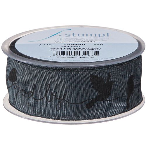 Artikel Elegantes Organzaband Vögel Schwarz 40mm 20m für stilvolle Floristik-Deko