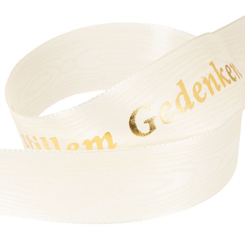 Artikel Hochwertige Gedenkschleife In stillem Gedenken – 20 m Trauerband für stilvolle Floristik