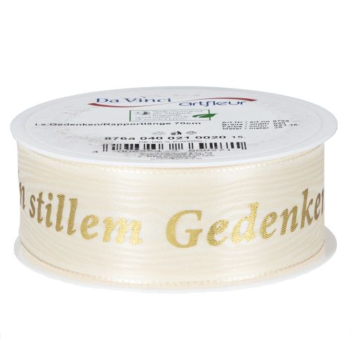 Artikel Hochwertige Gedenkschleife In stillem Gedenken – 20 m Trauerband für stilvolle Floristik