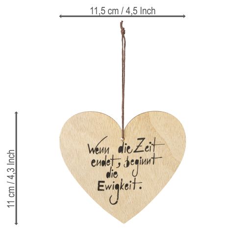 Artikel Holz-Trauerherz mit Spruch 11,5 x 10,5 cm - Gedenkdekoration im 8er-Set