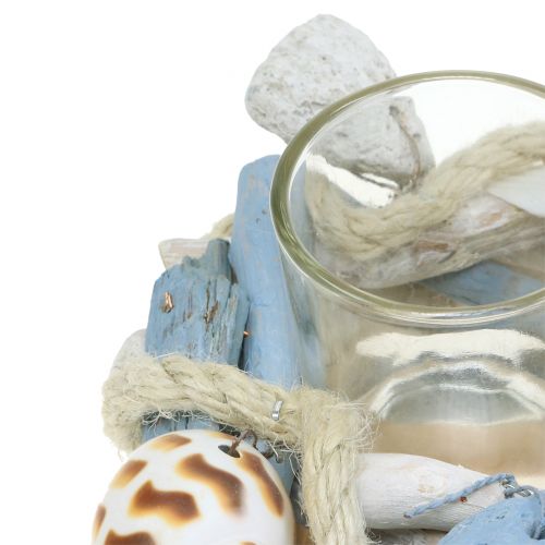 Floristik21 Kerzenhalter aus Treibholz mit Glasteelicht Ø12cm H8cm