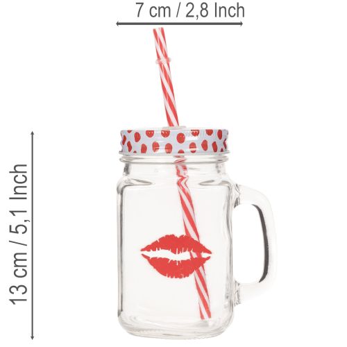 Trinkglas mit Deckel & Henkel Ø7cm H13,5cm | Floristik21.de