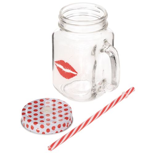 Trinkglas mit Deckel & Henkel Ø7cm H13,5cm | Floristik21.de