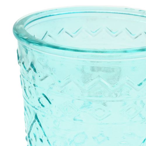 Floristik21 Deko Glas Windlicht  Relief Ø8cm H10cm 2St