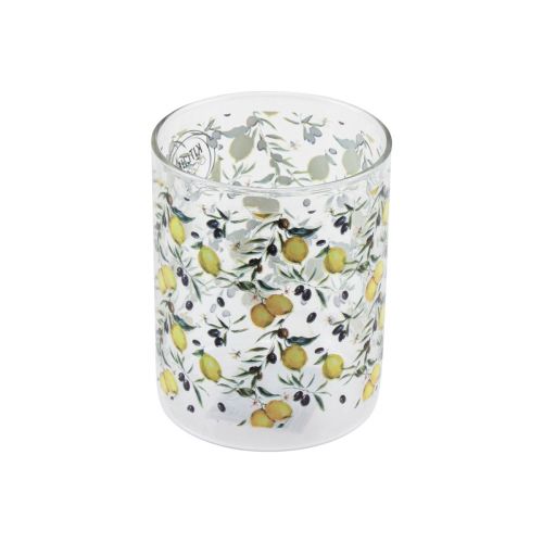 Floristik21 Trinkglas Zitronen und Oliven Glas mediterran Ø8cm H10cm