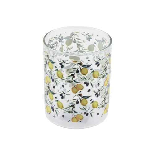 Trinkglas Zitronen und Oliven Glas mediterran Ø8cm H10cm 2St