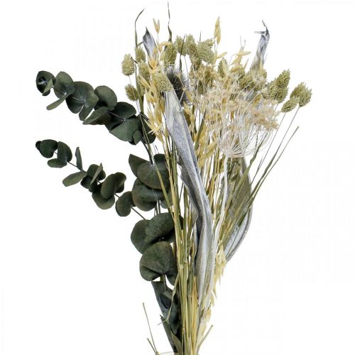 Floristik21 Trockenblumenstrauß Distel Eukalyptus getrocknet Silbern 64cm
