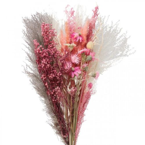 Floristik21 Trockenblumenstrauß Rosa Weiß Phalaris Sterndolde 80cm 160g