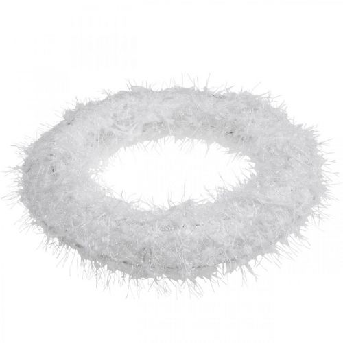 Floristik21 Türkranz Weihnachtskranz Weiß Deko Kranz Wolle Adventsdeko Ø28cm