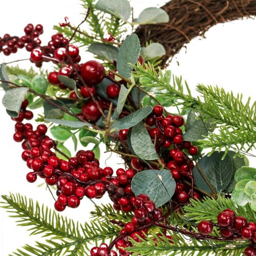 Floristik21 Türkranz Weihnachten beleuchtet Beeren LED Kranz Ø37cm
