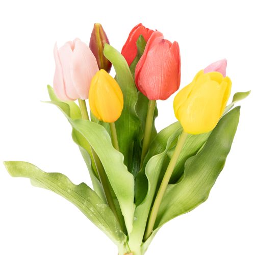 Künstliche Tulpen 30cm bunt 7 Stück - Dekoblumen für Vasen und Frühlingsdekoration