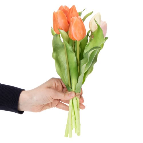Artikel Künstliche Tulpen 30 cm im Strauß, 7 Stück, Frühlingsdekoration in lebendigem Orange