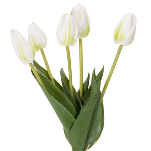 Dekorative Kunsttulpen in Weiß, 40cm, 5 Stück für stilvolle Dekorationen